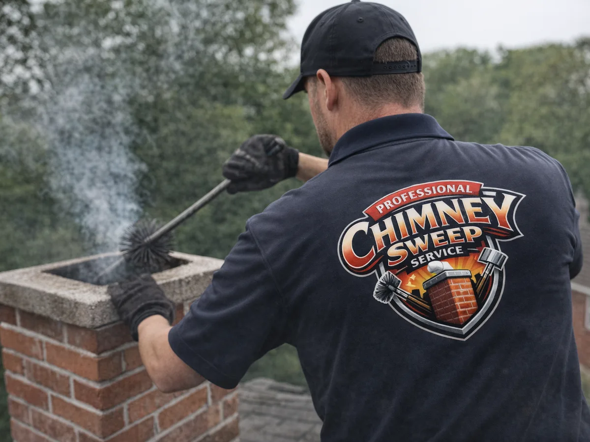 chimney sweep technician on the job in Prospect Heights, IL